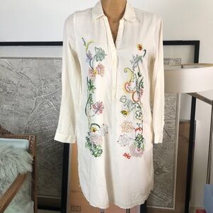 NIZA Floral Embroidered Tunic Dress Size M